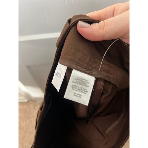 Anne Klein Chocolate Brown Straight Leg Stretch Work Dress Ankle Pants Size 14 - Picture 8 of 9